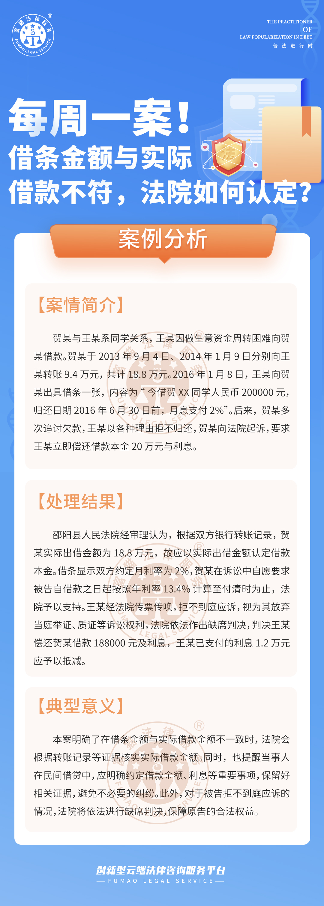 富猫法务：借条金额与实际借款不符，法院如何认定?